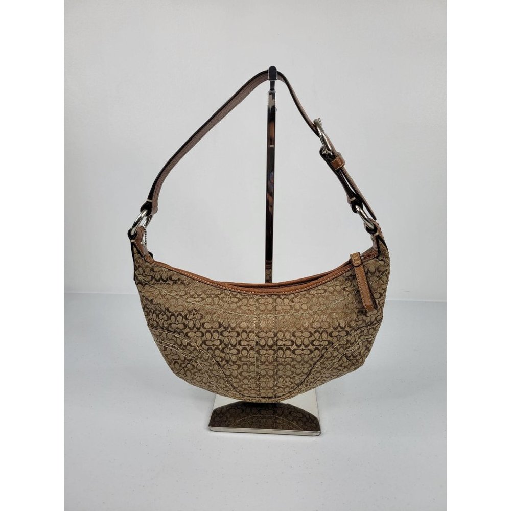 Coach Brown Canvas Small Hobo Bag